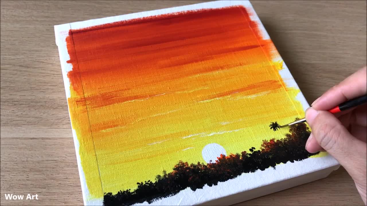 Daily Challenge #34 / Easy Art / Power lines at sunset painting