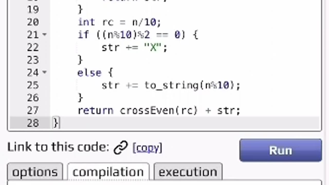 Recursively Cross Even Digits in C++! #shorts