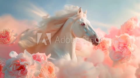 white horse in illustration