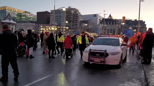 Freedom Protest Ottawa Feb.7 Early evening. Evidence the protesters obeying the no honking law.