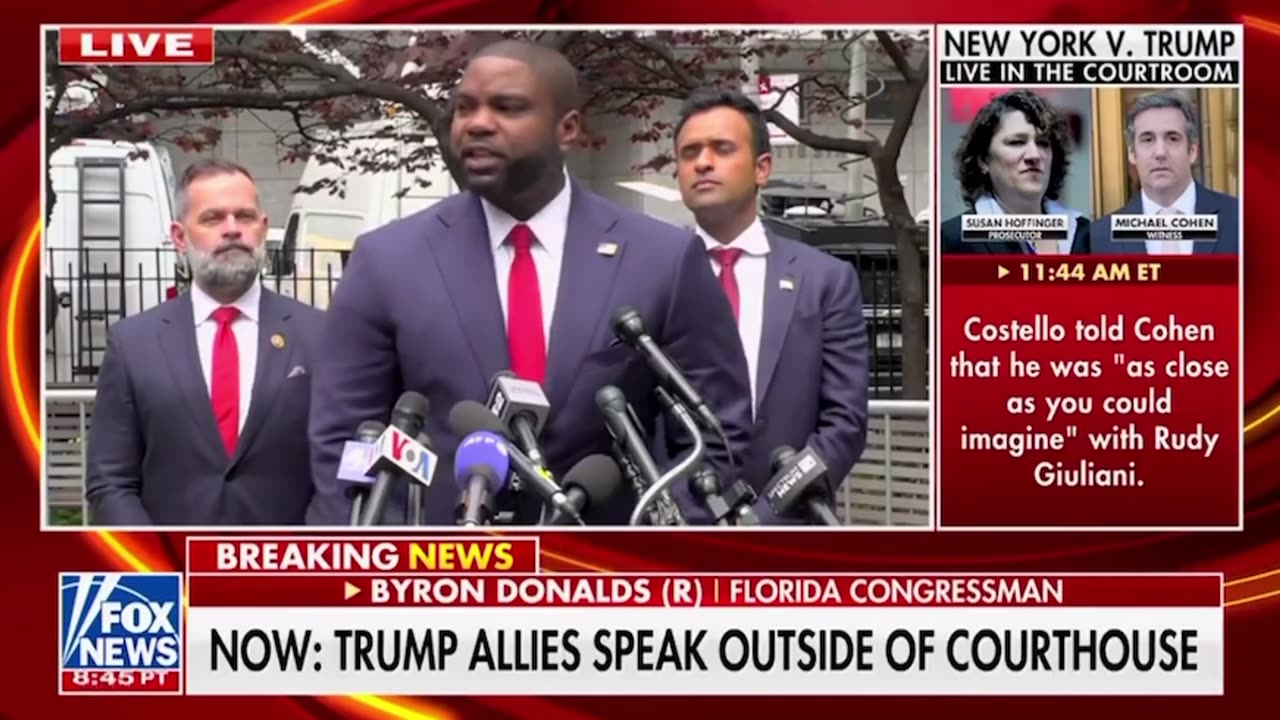 Byron Donalds Speaks Outside NYC Courthouse During Bragg Show Trial