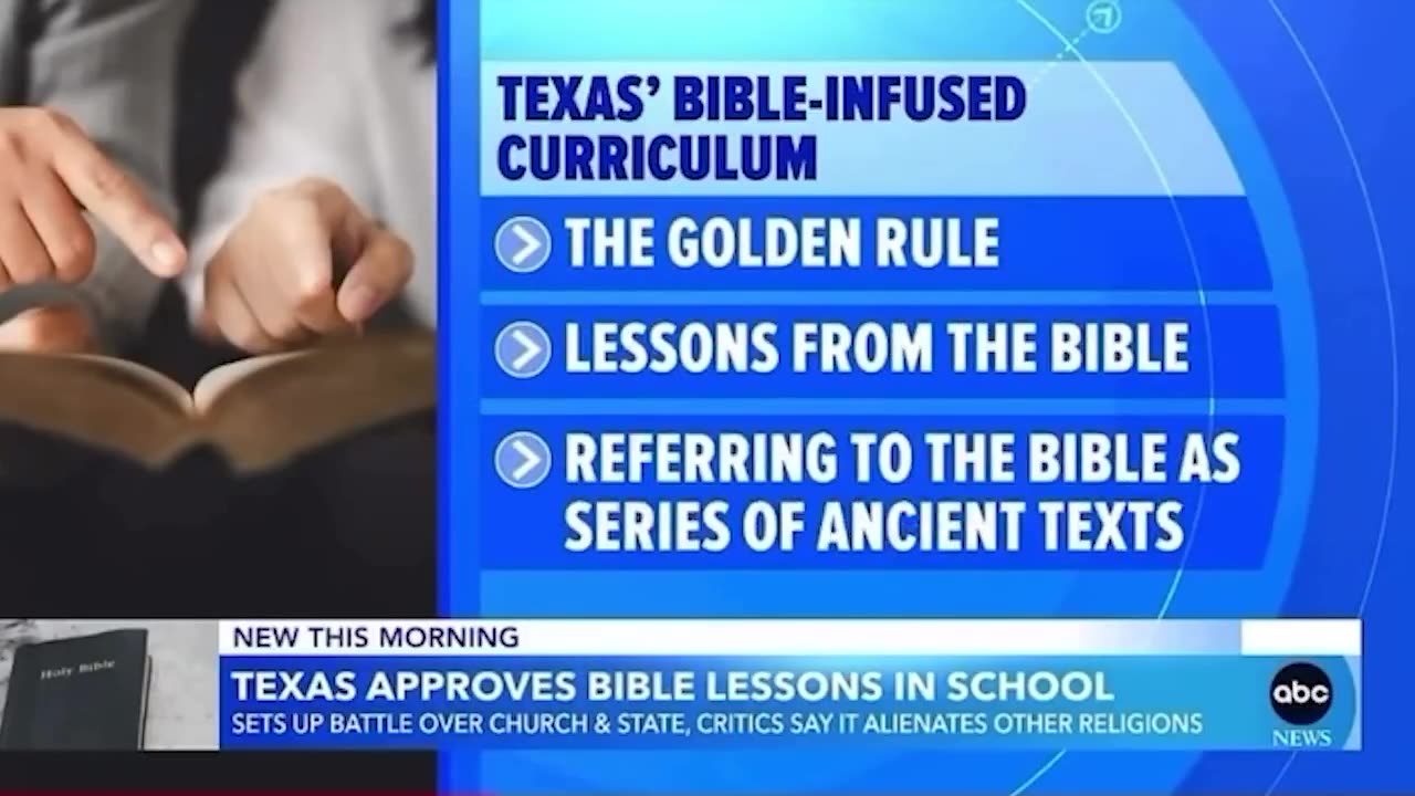 In 2025, the Bible will be included in public school curriculum in Texas.