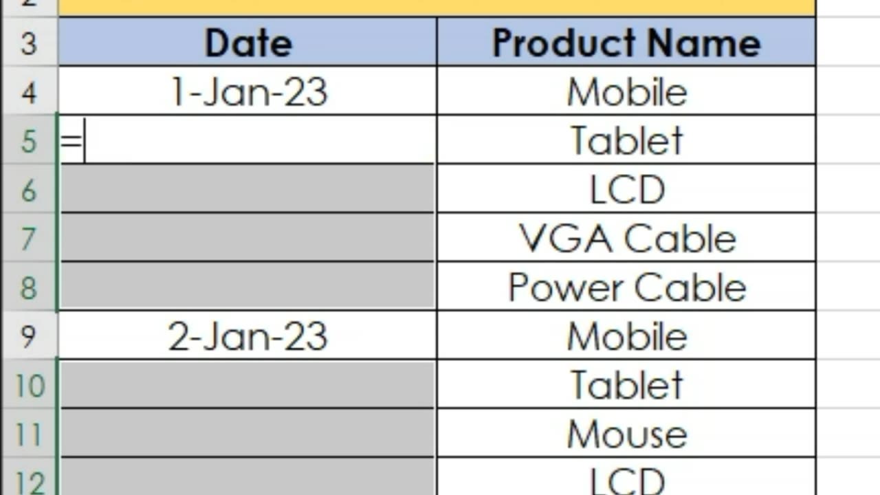 Fill Blank Cells with upper data cell in MS Excel