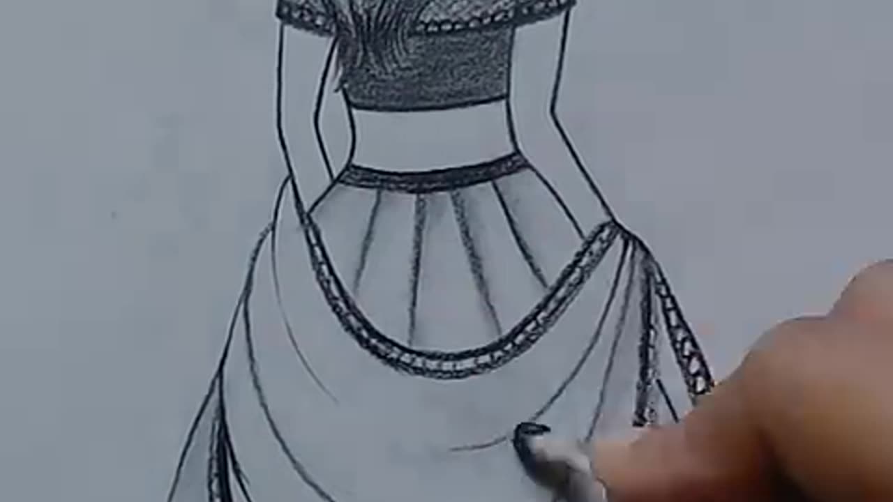 How to draw girl with lehnga