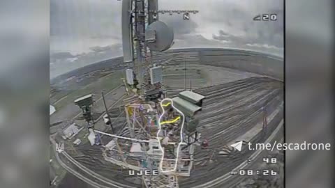 Ukrainian Kamikaze Drone Takes Out Russian Coms and SurveillanceTower