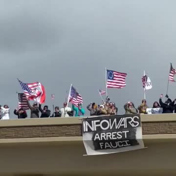 Protesters Crowd On Top of an Overpass to Support the Truck Drivers Heading to Washington, D.C.