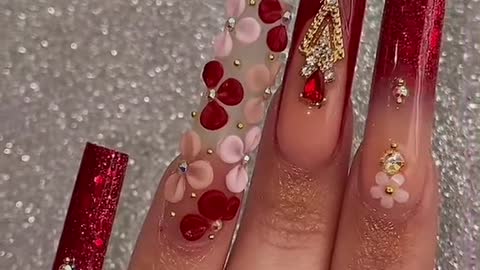 RED SET ✨♥️💗💋 #rednails #3dflowersnails #acrylicnails