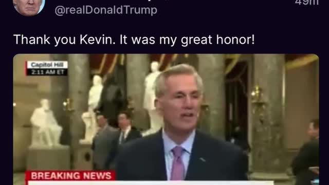 Kevin McCarthy Thanks President Trump for Helping Him Win