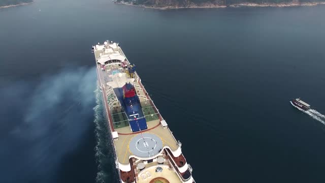 aerial video of the yacht