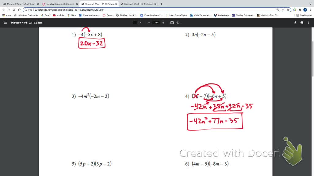 IM2 Alg 1 Tradtional 10.2 Corrective Multiplying Polynomials