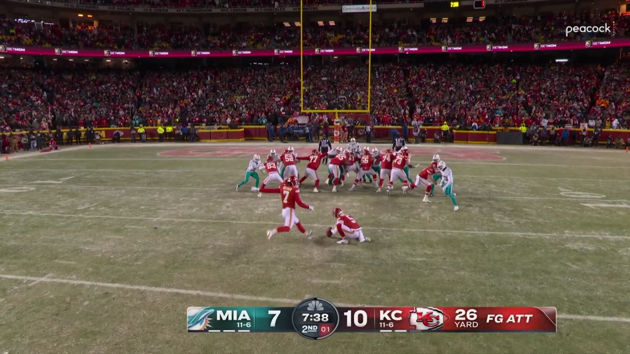 Butker's 26-yard FG extends Chiefs' lead to 13-7 vs. Dolphins