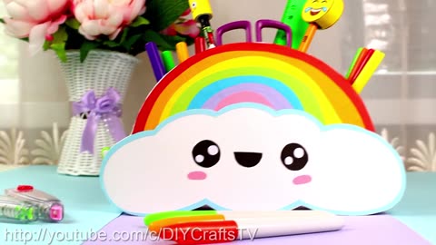 DIY DESK ORGANIZATION & DECOR IDEA RAINBOW ORGANIZER TUTORIAL