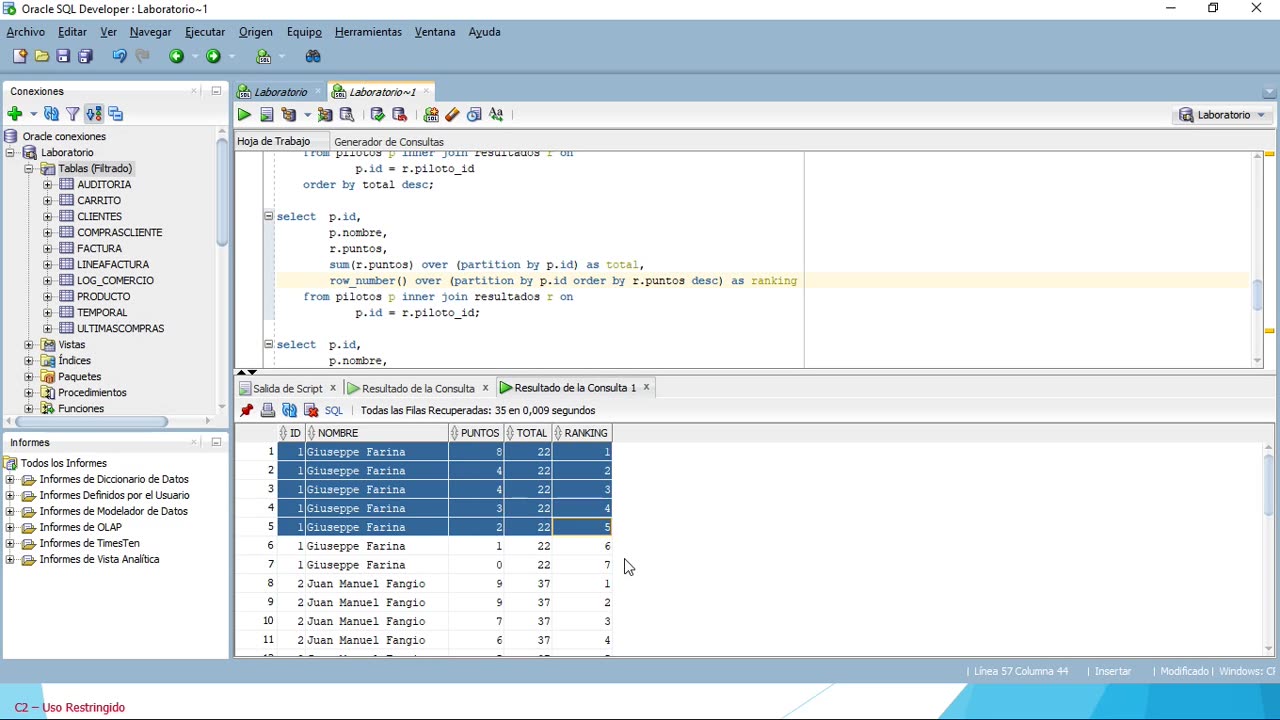 Oracle y el lenguaje PL/SQL parte 45. Funciones de ventana