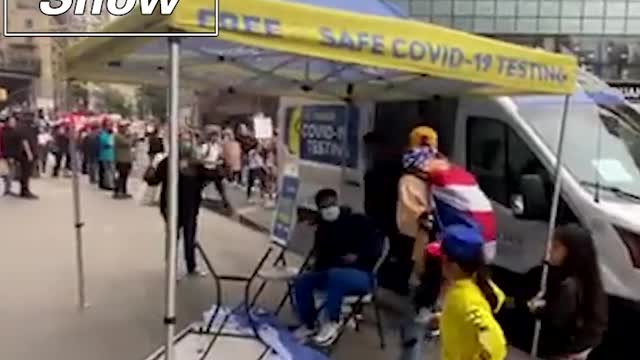 NYC J4b M4nd4te Protestors Trash Rona Testing Site 🟠⚪🟣The NPC Show