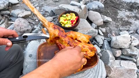 Chicken roasting on water turbine