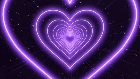 910. Neon Heart Tunnel💜Purple Heart Background