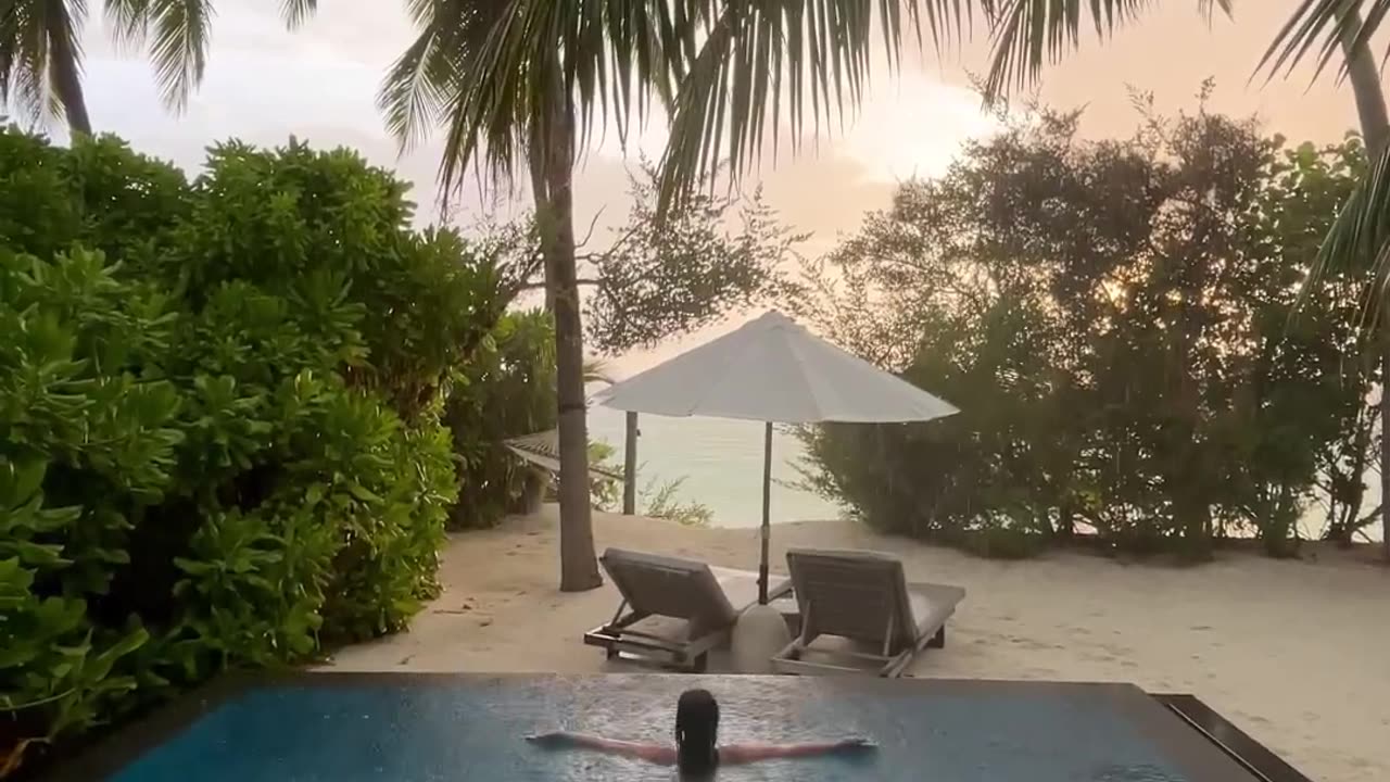 On a rainy day, by the sea, in the swimming pool #travel #luxurytrip #luxuryholiday #nature
