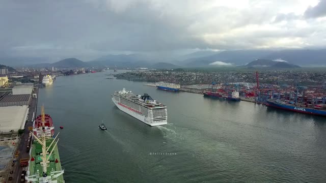 Cruise ship MSC Preziosa doing maneuver - Brazil