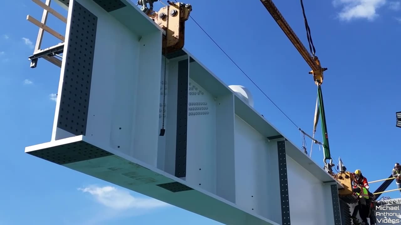 Gordie Howe International Bridge Construction | 99,000 Pound Steel Girder Placement