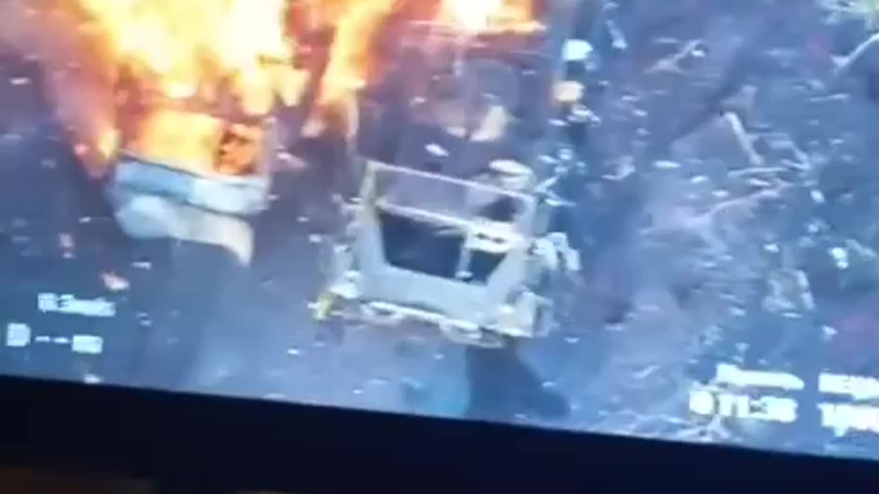 One Burning Russian Vehicle Sets Fire to Another