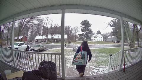 Icy Stairs Cause Christmas Presents to go Flying