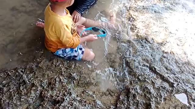 playing on the beach is very fun