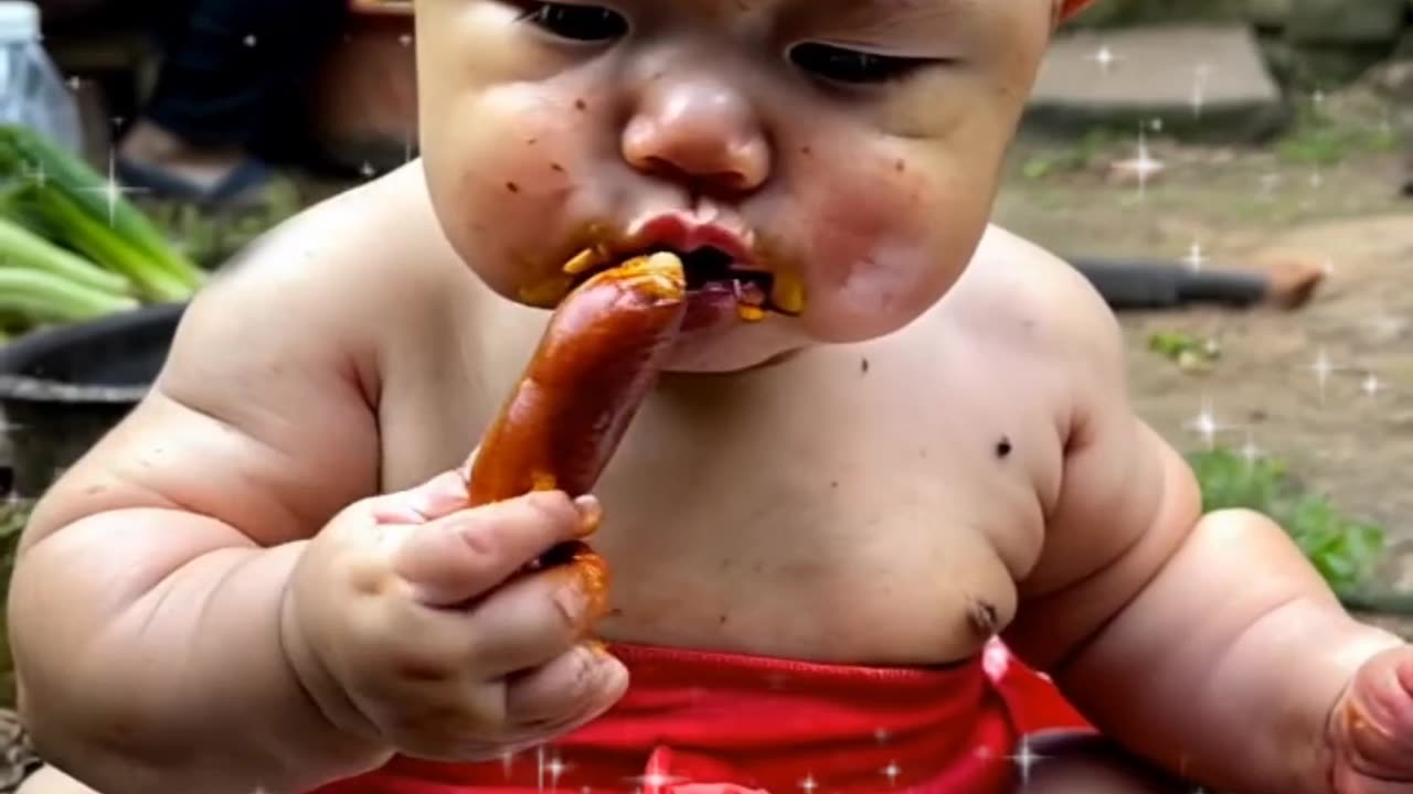 Cute baby eating viral video