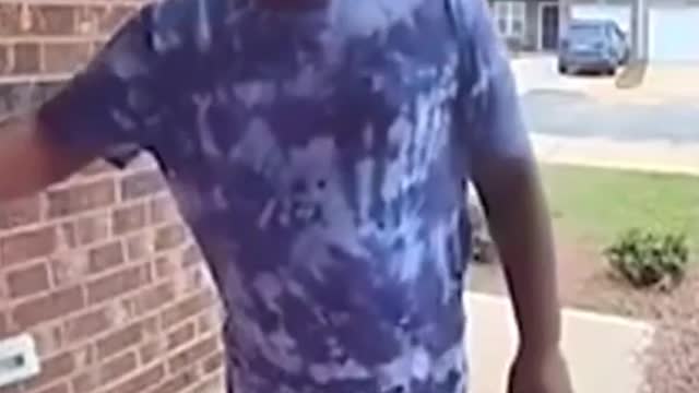 Terrified Kid Tries to Steal Package From Front Door Funny