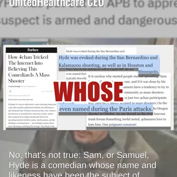 Fact Check: Samuel Hyde Was NOT Identified As Shooter Of UnitedHealthcare CEO