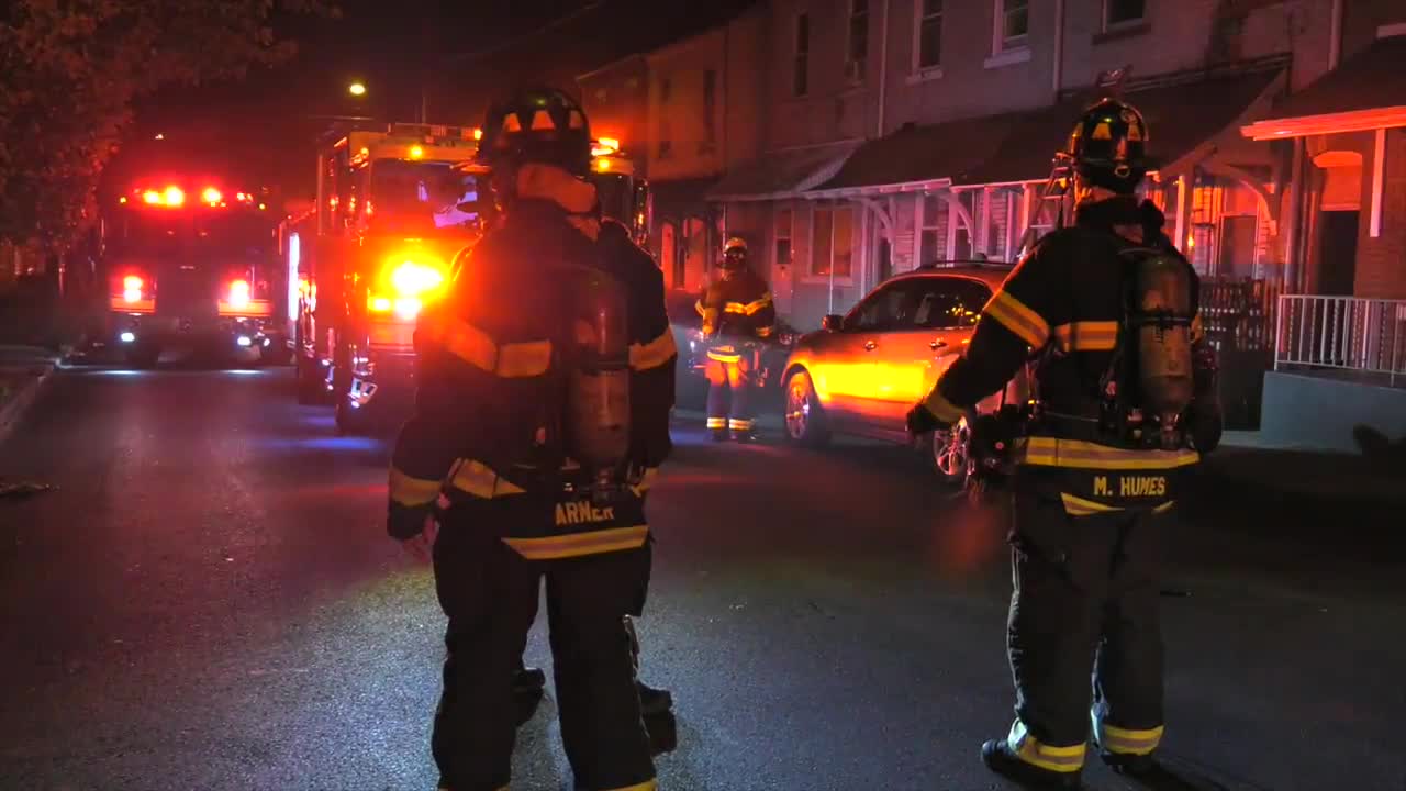 Fireman rescues dog from house fire in Allentown, PA.