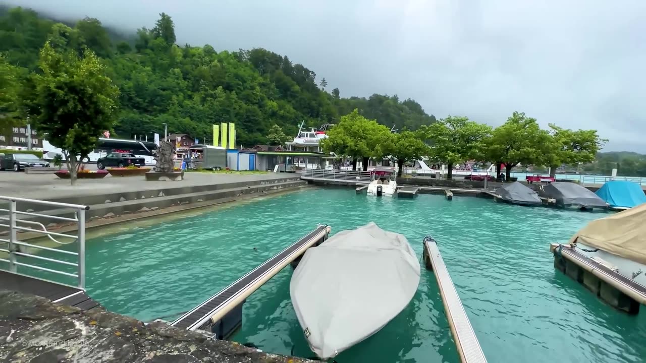 Refreshing summer rain in Brienz, Switzerland 🇨🇭 Swiss village