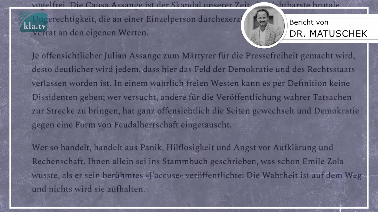 Der Fall Assange betrifft uns alle - Ein Beitrag des Journalisten Dr. Milosz Matuschek