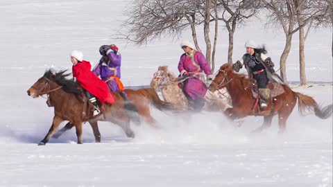 Riding in the snow