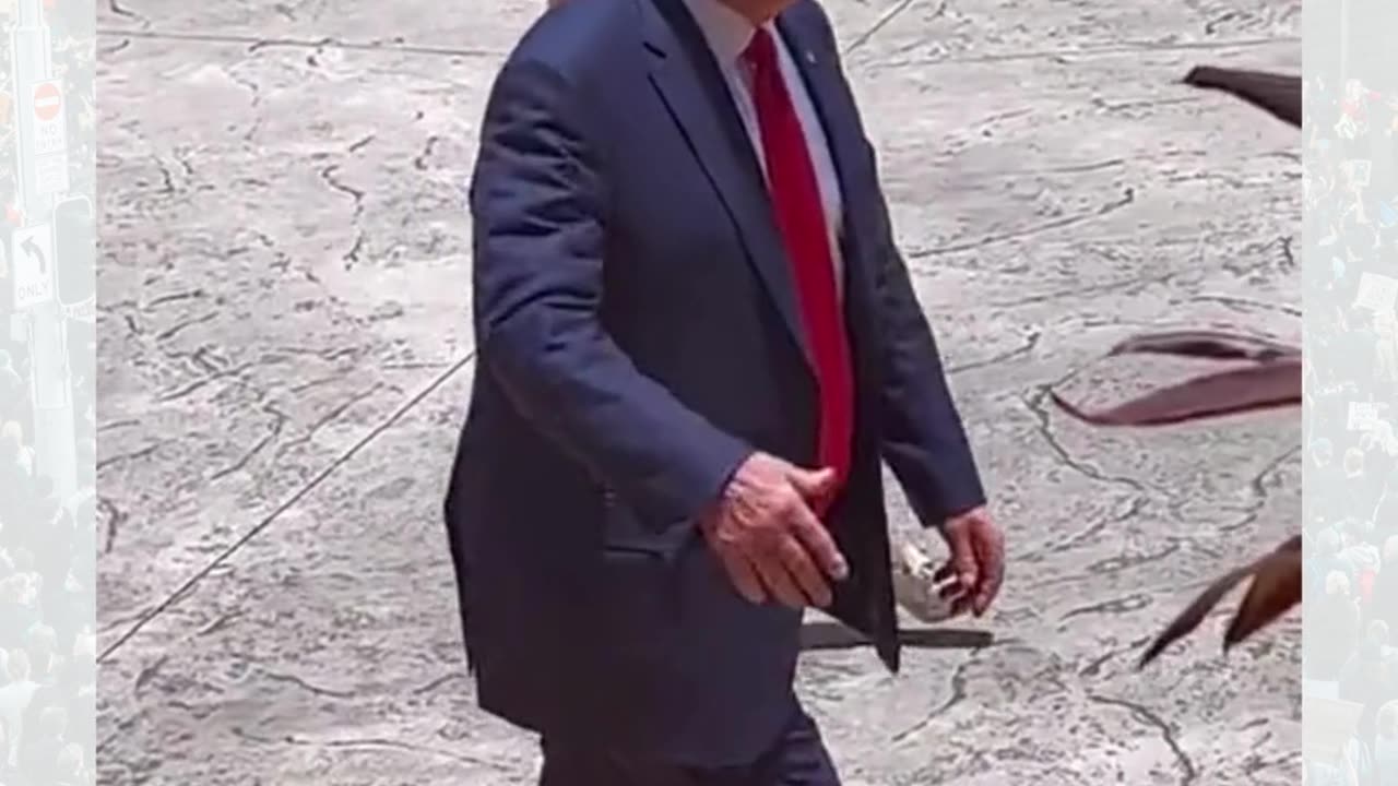 President Donald J. Trump's Patriotic Stance on his way to Court in Miami