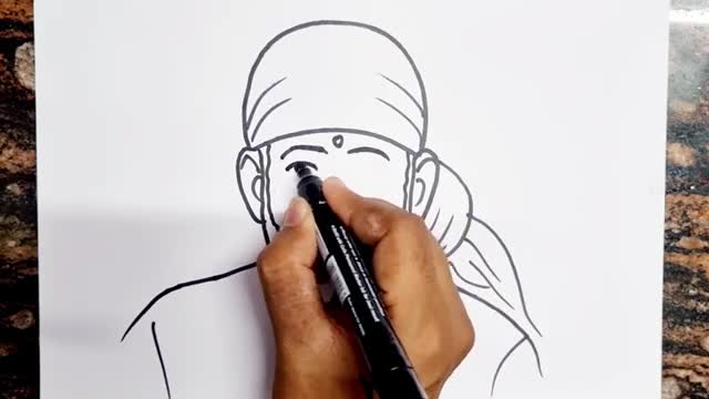 How to draw Saibaba Step by step || Easy Sai baba Drawing