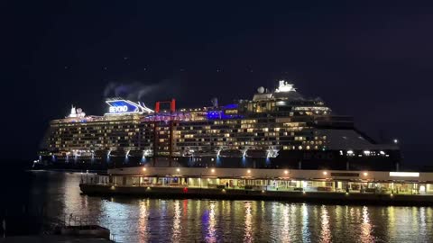 Celebrity Beyond with horn first departure in Ponta Delgada Azores Portugal - 18.10.2022