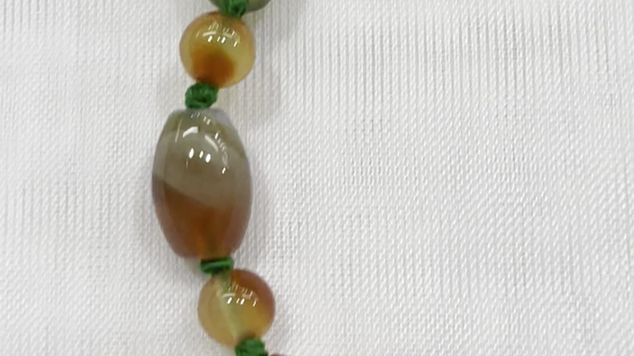 Handmade + Knotting Unique 33” Necklace with Agate. Promotes Power, Strength