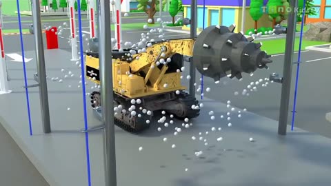 Roadheader & Construction Trucks for Kids | Mountain Tunnel Construction for Children