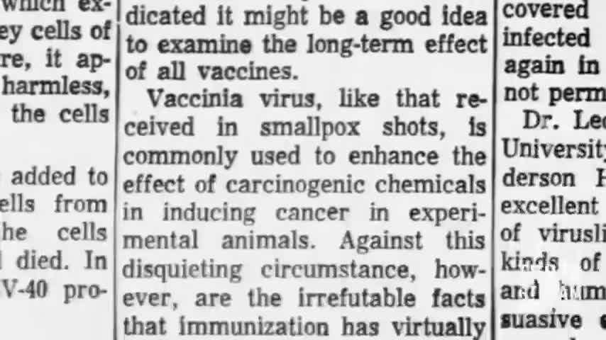 THE NEWS IN 1971 ('THE VACCINE' REPORTS) Those Who Do Not Learn From History'