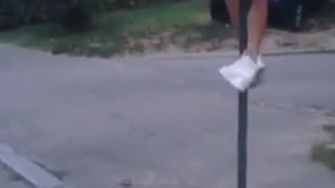 Girl dancing with street signs