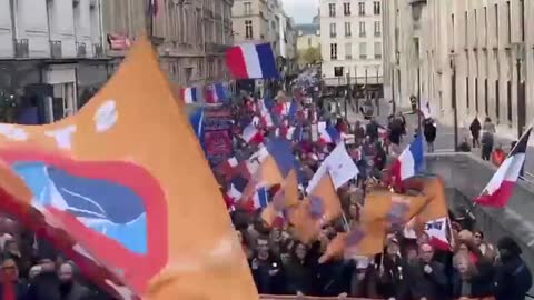 A protest in Paris calling for their removal from NATO and neutrality.