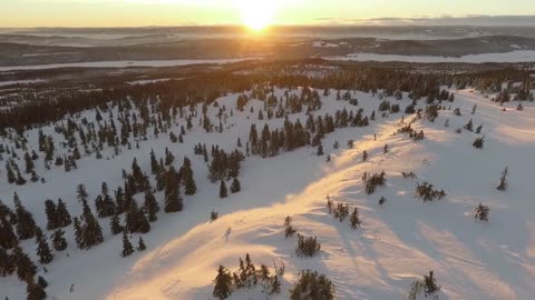 Snowy Mountain Sunrise Sunset Scene Panoramic