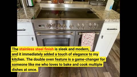 Verona Prestige Series VPFSEE365DSS 36 Inch All Electric Freestanding Range Double Oven Convect...