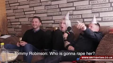 Tommy Robinson joking about rape.