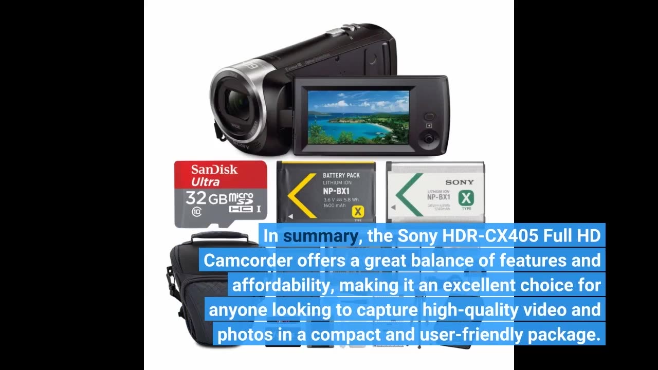 Sony HDR-CX405 Full HD Camcorder (30-fach opt. Zoom, 60x Klarbild-Zoom, Weitwinkel mit 26,8 mm)