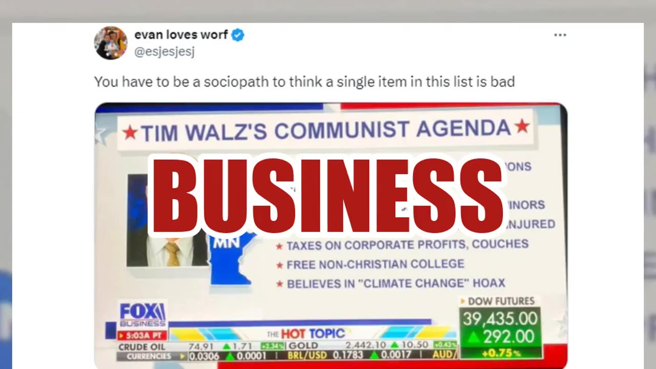 Fact Check: Screenshot Of Tim Walz's Communist Agenda NOT Authentic FOX Business Web Page -- Parody