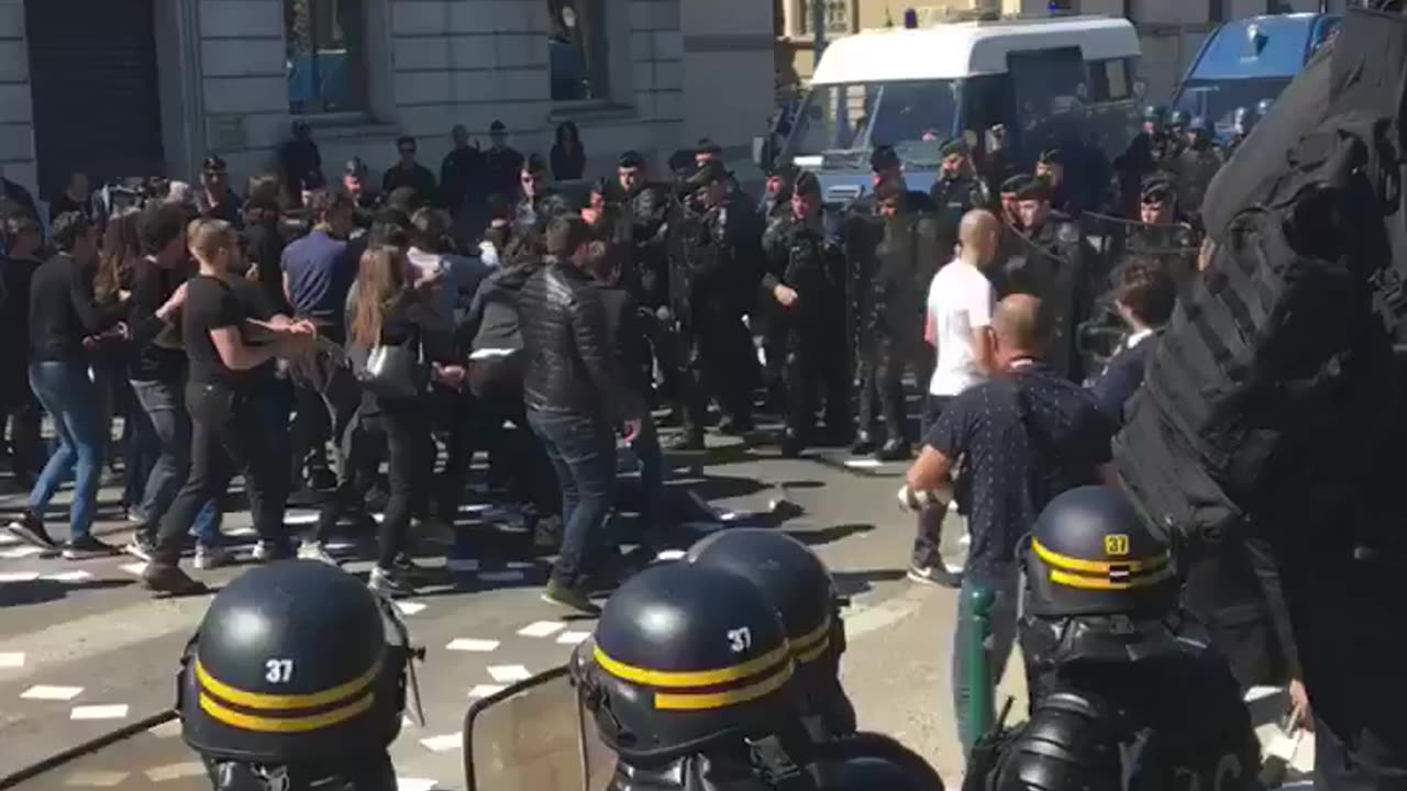 April 8 2017 France Corsica 2 Cops trying to disperse Antifa