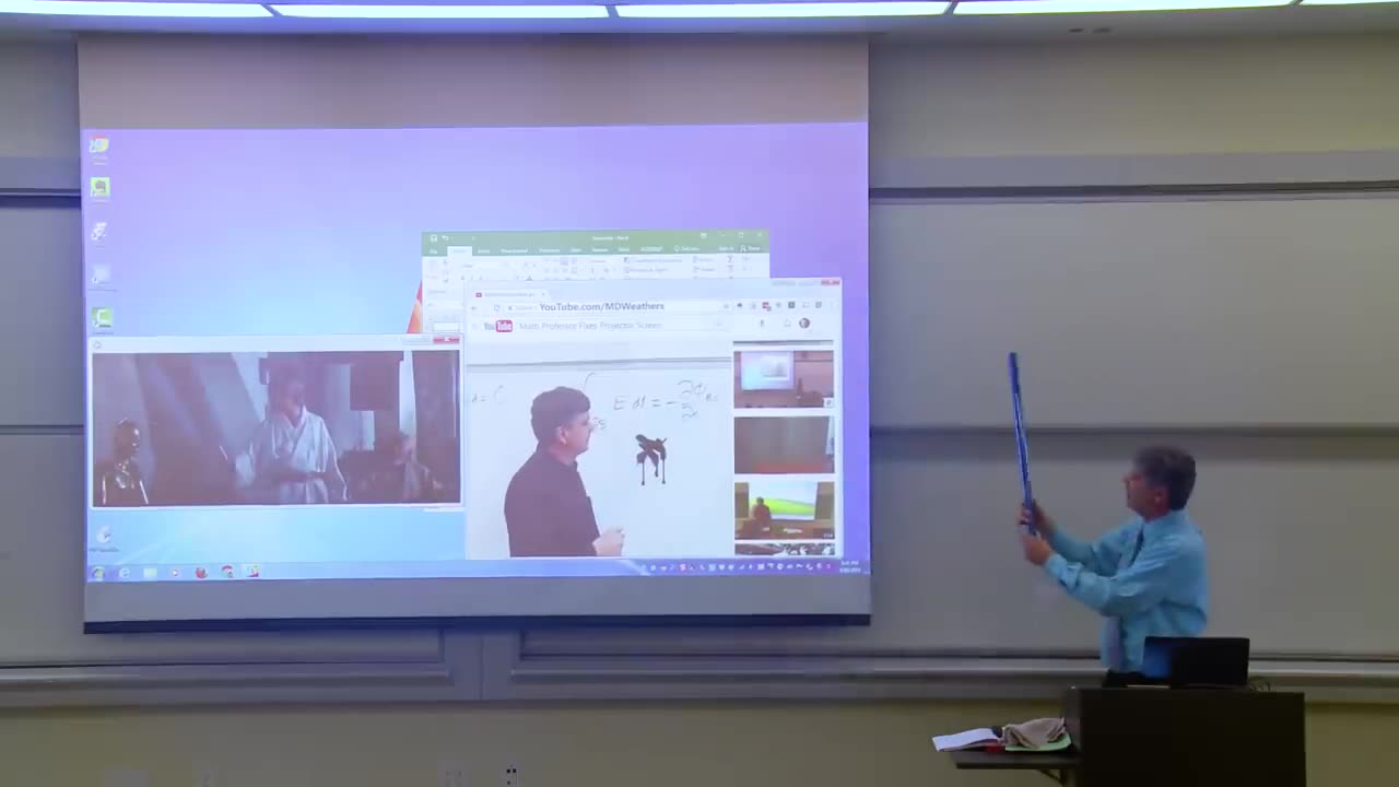 Math Professor Fixes Projector Screen