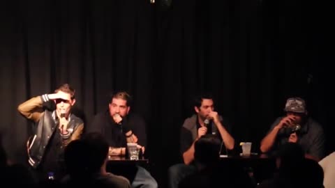 Luis J Gomez Vs Kurt Metzger on stage at the BellyRoom