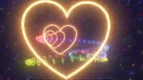 1188. Twisty Convoluted Rainbow Neon Glow Heart Tunnel With Sparkle Stars 4K